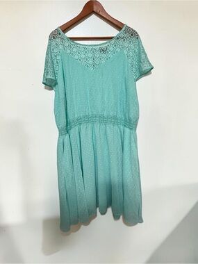 torrid | Dresses | Torrid Teal Short Sleeve Rufflehem Mini Dress